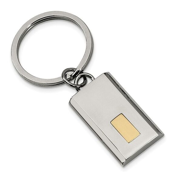 Men's Stainless Steel and 24k Gold Plated Accent Key Chain